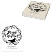 かわいい鳥のリースメリークリスマス、家族大 ラバースタンプ (押印)