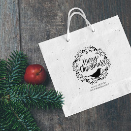 かわいい鳥のリースメリークリスマス、家族大 ラバースタンプ