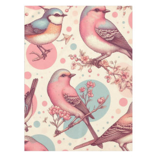 かわいい鳥のヴィンテージ絵画ズ テーブルクロス