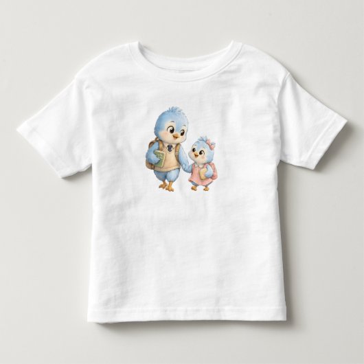 かわいい鳥の兄弟姉妹キッズTシャツ トドラーTシャツ (正面)