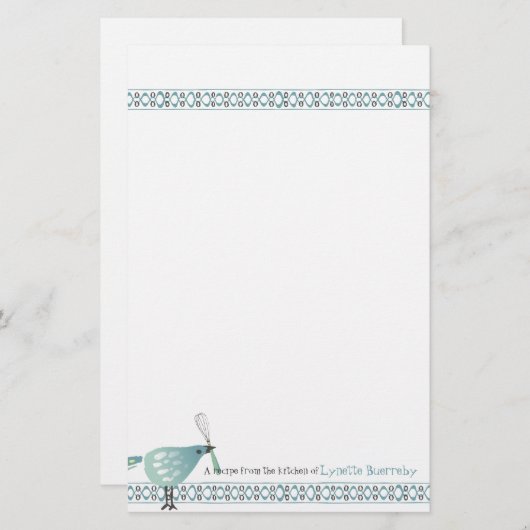 かわいい鳥の台所はメニューレシピの文房具を払います 便箋 (正面/裏面)