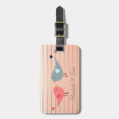 かわいい鳥の姿が可愛ストライプい ラゲッジタグ (正面縦)