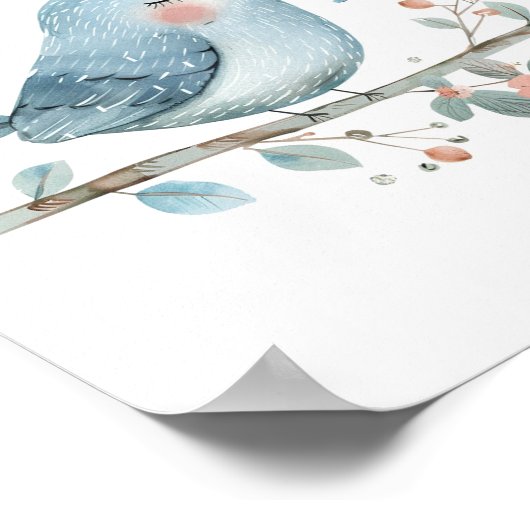 かわいい鳥の子供部屋フレンズ動物の花を愛する ポスター (角)