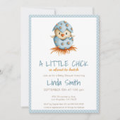 かわいい鳥の孵化ボーイブルーベビーシャワー 招待状 (正面)