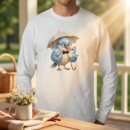 かわいい鳥の家族 パパ 長袖Tシャツ Tシャツ
