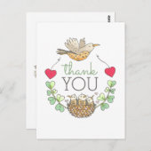 かわいい鳥の巣ありがとう ポストカード (正面/裏面)