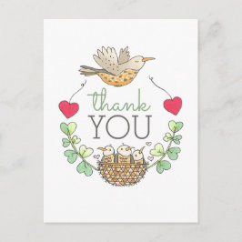 かわいい鳥の巣ありがとう ポストカード