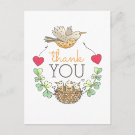 かわいい鳥の巣ありがとう ポストカード