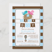 かわいい鳥の巣ボーイズ赤ちゃんシャワー招待状 招待状 (正面)