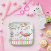 かわいい鳥の巣（白） ペーパープレート (パーティー)