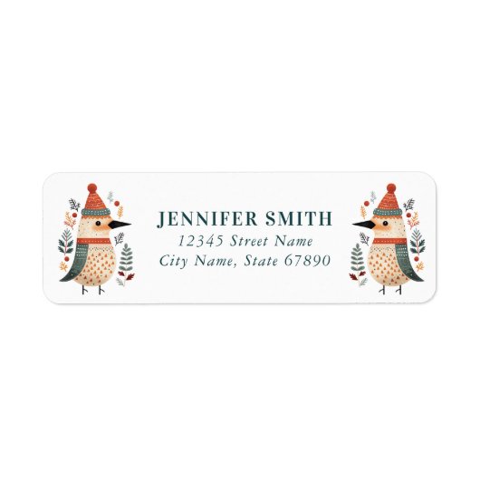 かわいい鳥の差出人住所ラベル ラベル (正面)