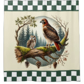 かわいい鳥の恋人がチェック シャワーカーテン (正面)