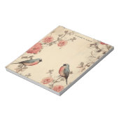 かわいい鳥の恋人ヴィンテージバレンタインデーのパーソナライズ ノートパッド (回転)