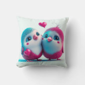 かわいい鳥の愛ハートバレンタインインスパイアのアートワーク クッション (正面)