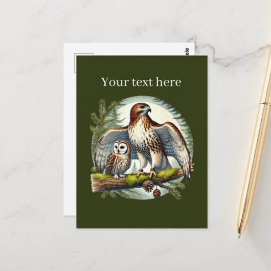 かわいい鳥の愛好家ワシのフクロウ ポストカード (正面/裏面インサイチュ)