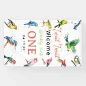 かわいい鳥の最初の誕生日パーティーへようこそ 横断幕 (横)