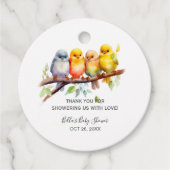 かわいい鳥の木の枝に赤ちゃんシャワー フェイバータグ (正面)