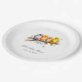 かわいい鳥の木の枝に赤ちゃんシャワー ペーパープレート (アングル)