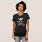 かわいい鳥の本当の色が飛ぶ引用 Tシャツ (正面フル)