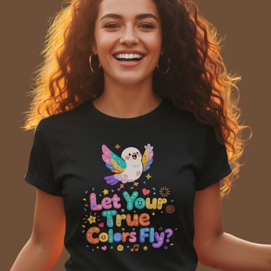 かわいい鳥の本当の色が飛ぶ引用 Tシャツ
