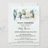 かわいい鳥の歌芸術的赤ちゃんシャワー 招待状 (正面)