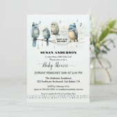 かわいい鳥の歌芸術的赤ちゃんシャワー 招待状 (スタンド正面)