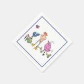 かわいい鳥の水色の動物のドードルパーティーナプキン スタンダードカクテルナプキン (角)
