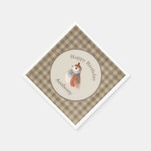 かわいい鳥の水色名誕生日 スタンダードカクテルナプキン (角)