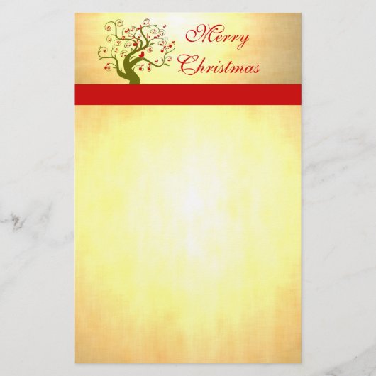 かわいい鳥の渦巻き木の贈り物と招待状 便箋 (正面)