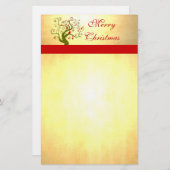 かわいい鳥の渦巻き木の贈り物と招待状 便箋 (正面/裏面)