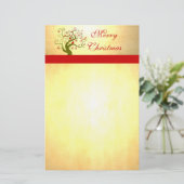 かわいい鳥の渦巻き木の贈り物と招待状 便箋 (スタンド正面)