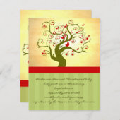 かわいい鳥の渦巻き木の贈り物と招待状 招待状 (正面/裏面)