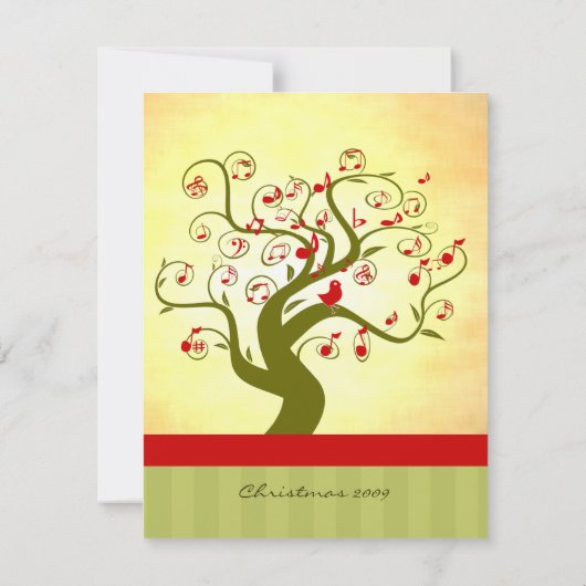 かわいい鳥の渦巻き木の贈り物と招待状 招待状 (裏面)