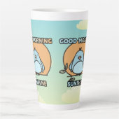 かわいい鳥の漫画おはよう カフェラテマグ (正面)