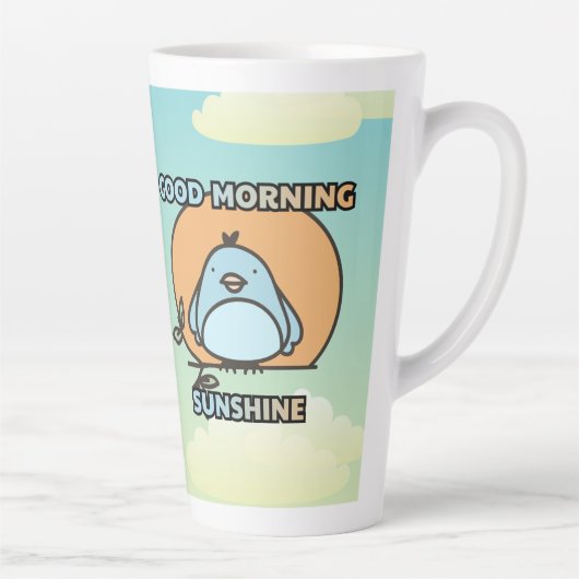 かわいい鳥の漫画おはよう カフェラテマグ (右)