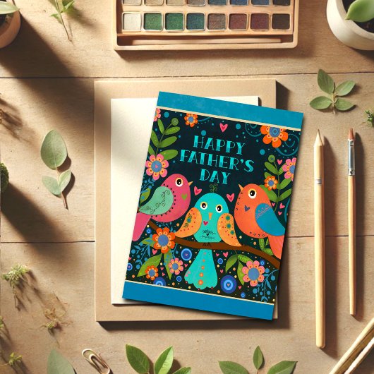 かわいい鳥の父の日のインスピレーション カード