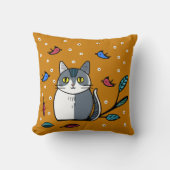 かわいい鳥の猫 クッション (正面)