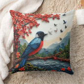 かわいい鳥の紙アート クッション (ブランケット)