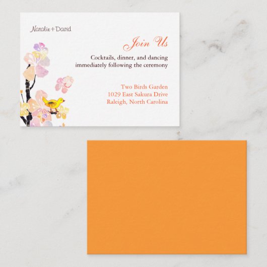 かわいい鳥の結婚披露宴 エンクロージャーカード (正面/裏面)