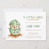 かわいい鳥の緑の赤男女兼用ちゃんシャワー 招待状 (正面)