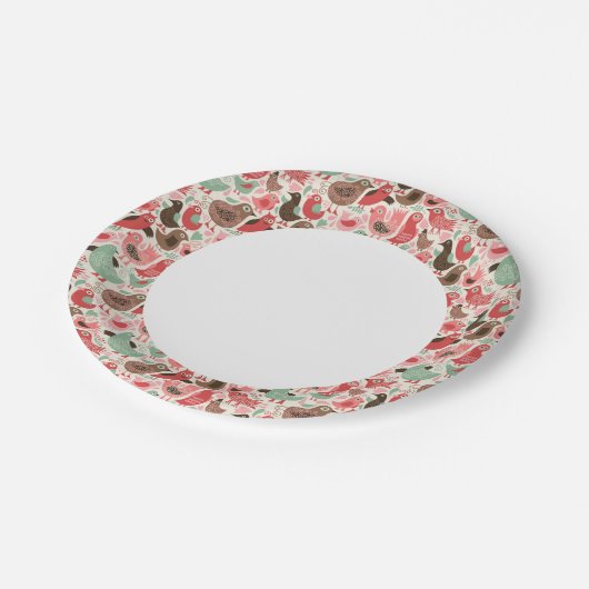 かわいい鳥の背景 ペーパープレート (アングル)