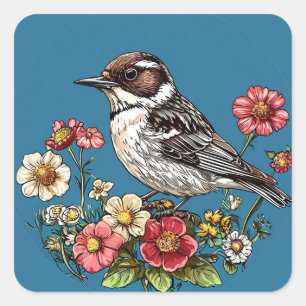 🐦 かわいい鳥の自然の庭の芸術 🌿 スクエアシール