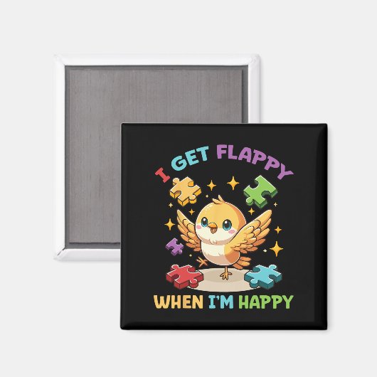 かわいい鳥の自閉症を意識して幸せになるとフラピーになる マグネット (正面/裏面)