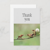 かわいい鳥の親と子に感謝, サンキューカード (正面/裏面)