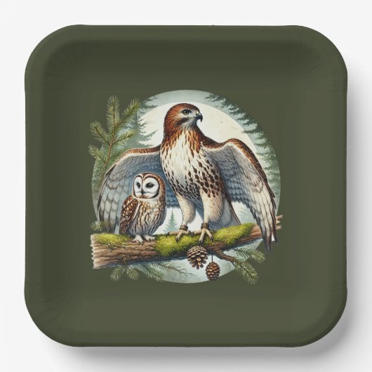 かわいい鳥の観察パーティー ペーパープレート (正面)