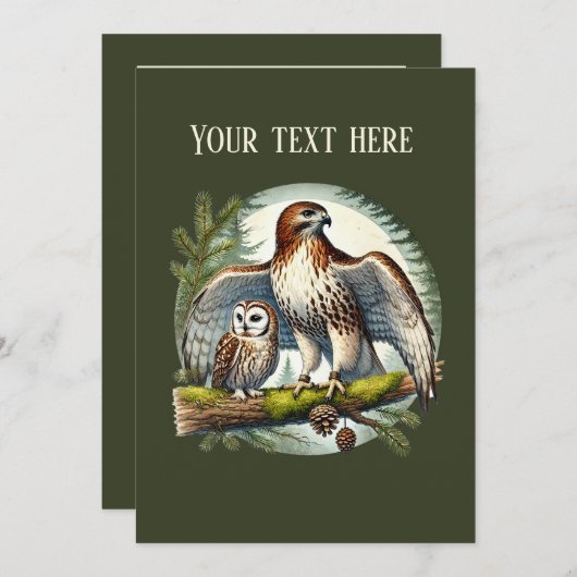 かわいい鳥の観察パーティー 招待状 (正面/裏面)