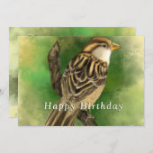 かわいい鳥の誕生日カード (正面/裏面)