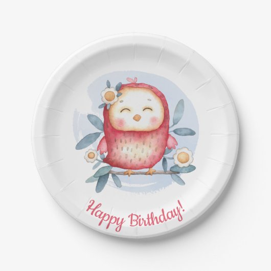 かわいい鳥の誕生日 ペーパープレート (正面)