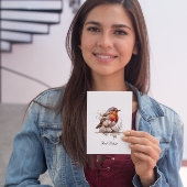 かわいい鳥の赤いロビンをカスタマイズ可能 ノートカード