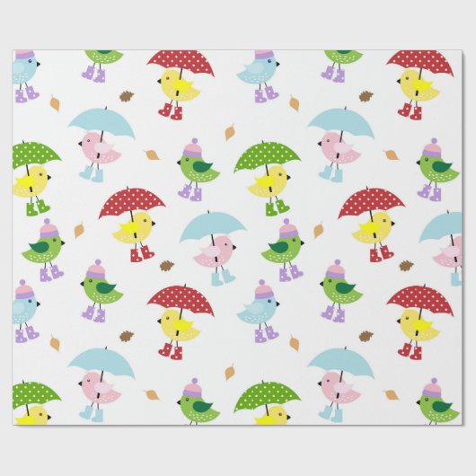 かわいい鳥の赤ちゃんシャワー男女兼用 ラッピングペーパー (フラット)